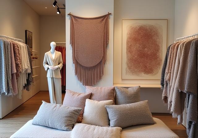 Boutique custom textile collection display