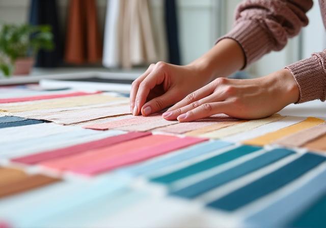 Fabric selection and color matching in studio